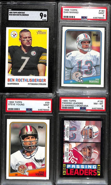 Lot of (7) Football Graded Cards from 1985-2020 w. 2020 Panini Prizm Joe Burrow RC PSA 10