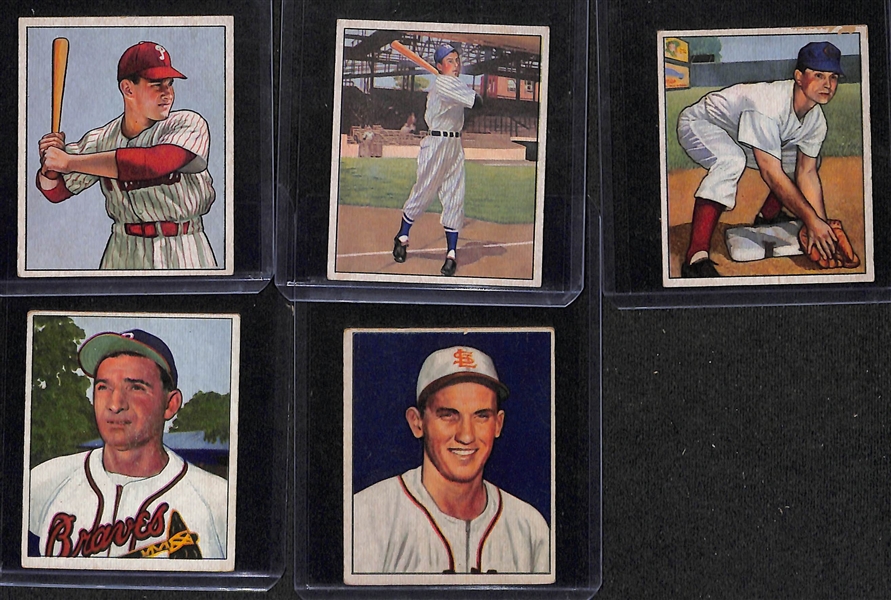 Lot of (16) Baseball Cards from 1948-1956 w. 1949 Exhibit Richie Ashburn Rookie Card