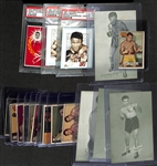 Lot of (19) Boxing Cards (3 PSA Graded) from 1950-2000 w. 1951 Ringside Sugar Ray Robinson