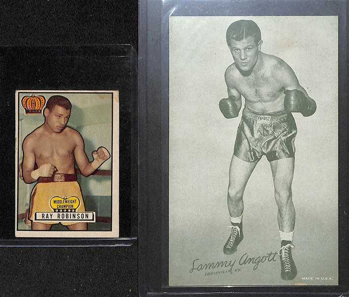 Lot of (19) Boxing Cards (3 PSA Graded) from 1950-2000 w. 1951 Ringside Sugar Ray Robinson