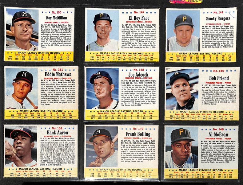 Lot of Approx (185) 1963 Post & Jello Hand Cut Baseball Cards w. 1963 Jello Roger Maris PSA 3