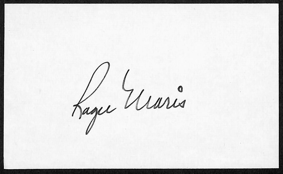 Roger Maris Signed Index Card (JSA Auction Letter)