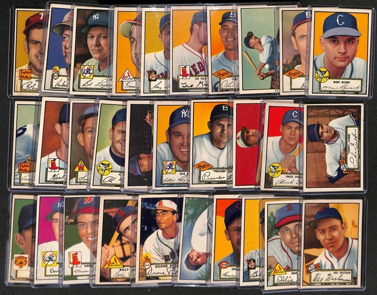 Lot of (215) Different 1952 Topps Baseball Cards (Cards Between #2 and #250) w. Yogi Berra