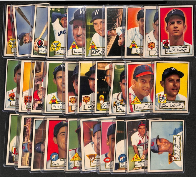 Lot of (215) Different 1952 Topps Baseball Cards (Cards Between #2 and #250) w. Yogi Berra