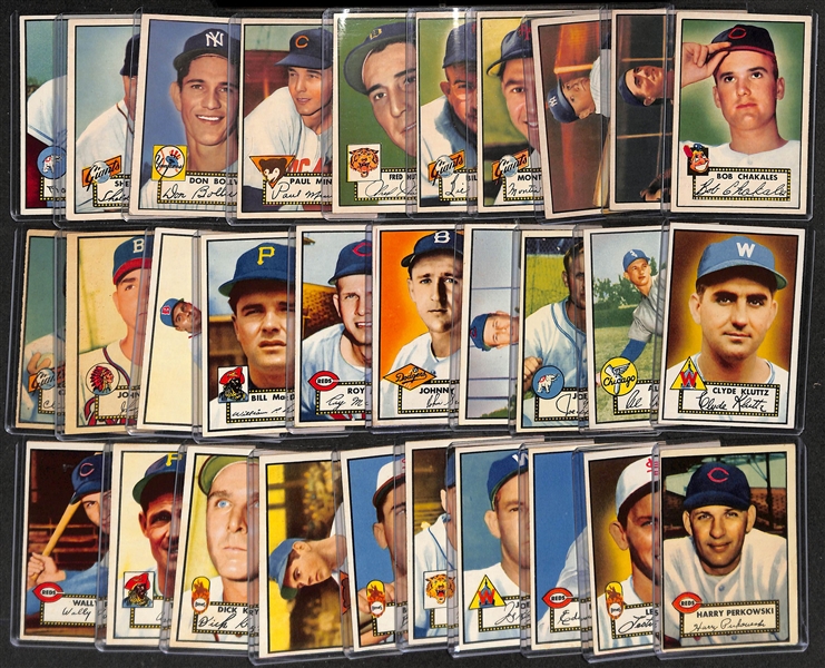 Lot of (215) Different 1952 Topps Baseball Cards (Cards Between #2 and #250) w. Yogi Berra