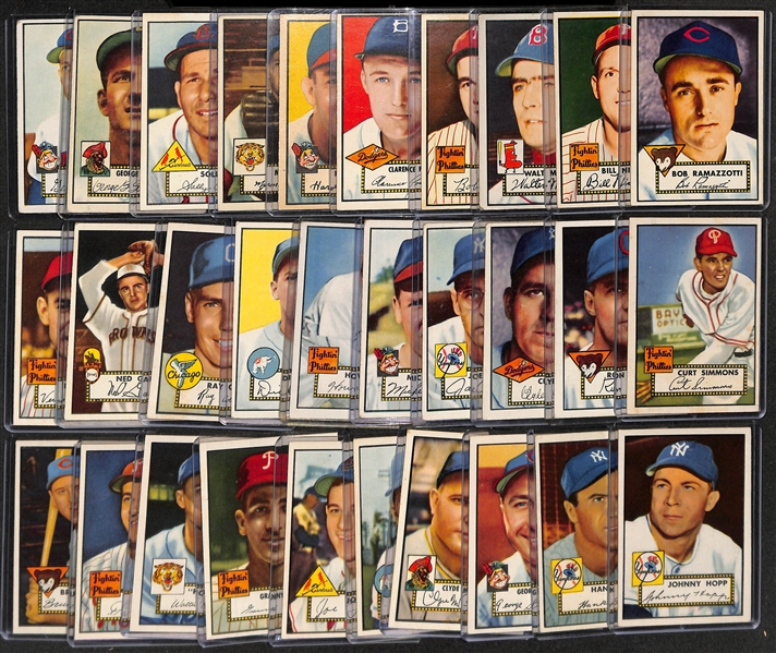 Lot of (215) Different 1952 Topps Baseball Cards (Cards Between #2 and #250) w. Yogi Berra