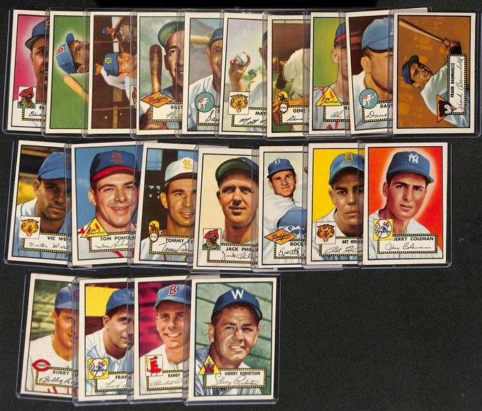 Lot of (215) Different 1952 Topps Baseball Cards (Cards Between #2 and #250) w. Yogi Berra