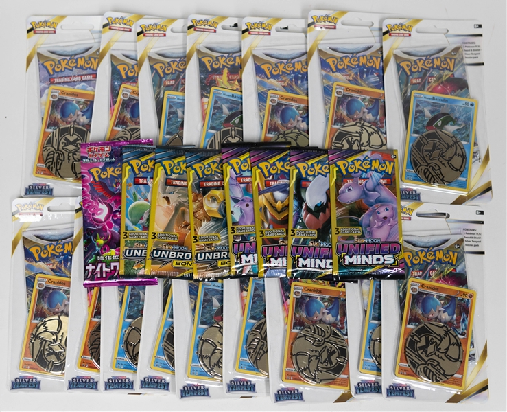  Lot of (24) Sealed Pokemon Packs & Pokemon Sun and Moon Crimson Invasion Elite Trainer Box