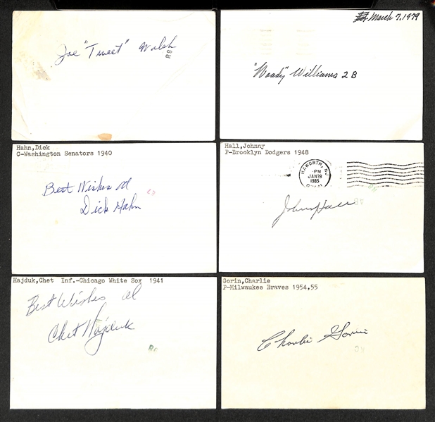 Lot of (20+) Signed Mostly Baseball Index Cards inc. Lloyd Waner, Leo Durocher, Carl Hubbell, Judy Johnson, Johnny Mize, + (JSA Auction Letter)