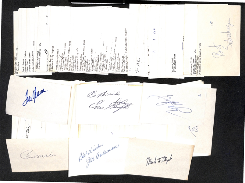 Lot of (150+) Signed Mostly Baseball Index Cards inc. Tom Seaver, Enos Slaughter, Gaylord Perry, Paul Molitor, + (JSA Auction Letter)