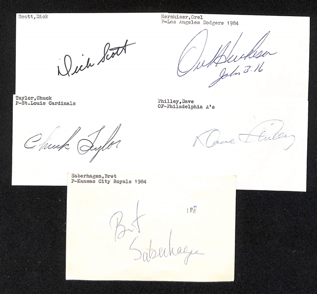 Lot of (150+) Signed Mostly Baseball Index Cards inc. Tom Seaver, Enos Slaughter, Gaylord Perry, Paul Molitor, + (JSA Auction Letter)