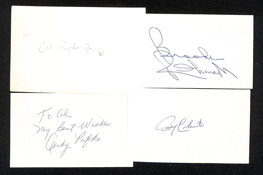 Lot of (150+) Signed Mostly Baseball Index Cards inc. Cal Ripken Jr, Brooks Robinson, Andy Pafko, Rocky Colavito, + (JSA Auction Letter)