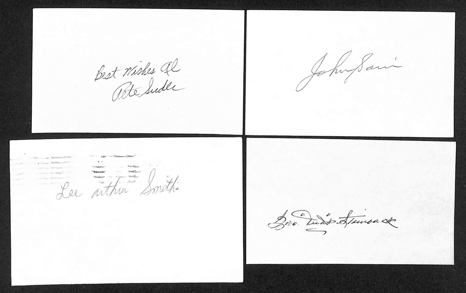 Lot of (150+) Signed Mostly Baseball Index Cards inc. Ryne Sandberg, Johnny Mize, Buck Leonard, Edd Roush, + (JSA Auction Letter)