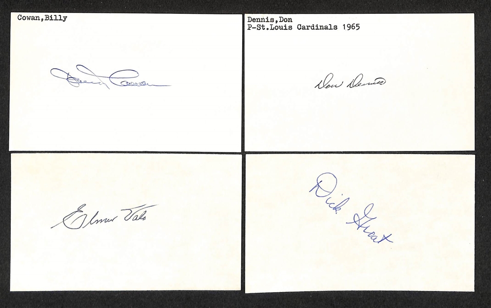 Lot of (150+) Signed Mostly Baseball Index Cards inc. Judy Johnson, Buck Leonard, Edd Roush, Brooks Robinson, + (JSA Auction Letter)