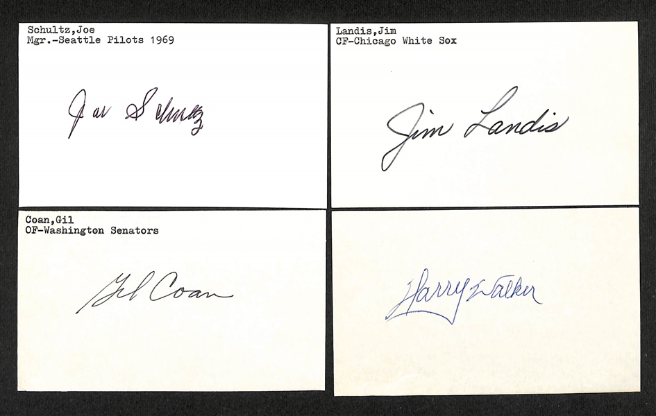 Lot of (150+) Signed Mostly Baseball Index Cards inc. Judy Johnson, Buck Leonard, Edd Roush, Brooks Robinson, + (JSA Auction Letter)