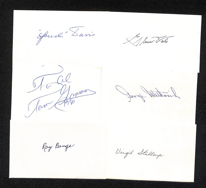 Lot of (100+) Signed Mostly Baseball Index Cards inc. Edd Roush, Bobby Doerr, Tommy Byrne, Ray Coleman, + (JSA Auction Letter)