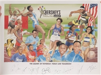 Lot of (6) Multi-Signed Hersheys Track & Field Games Lithograph w. Carl Lewis, Bruce Jenner (+JSA Auction Letter)