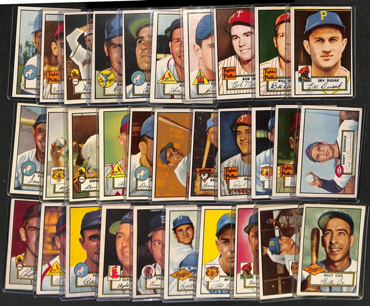 Lot of (70 ) Different 1952 Topps Baseball Cards (Cards Between #3 and #297) w. Billy Martin RC