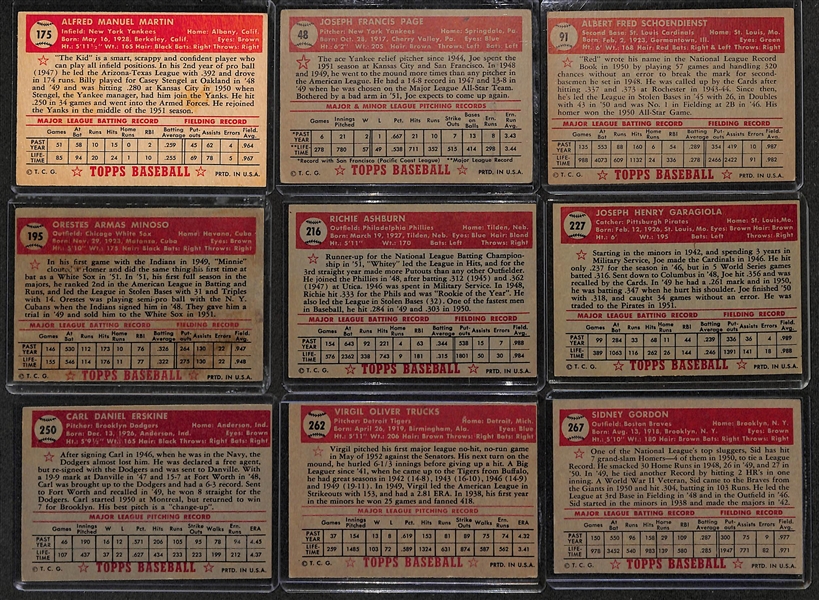 Lot of (70 ) Different 1952 Topps Baseball Cards (Cards Between #3 and #297) w. Billy Martin RC