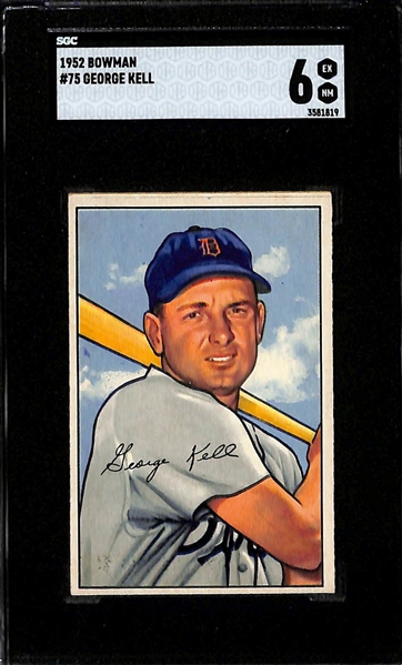 (2) Graded 1952 Bowman Baseball Cards w. Ralph Kiner & George Kell - Both SGC 6 