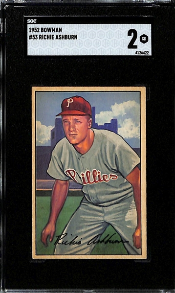 1952 Bowman Phil Rizzuto #52 SCG 5.5 & 1952 Bowman Richie Ashburn #53 SGC 2