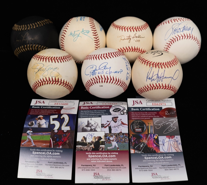 Lot of (7) LA Dodgers Signed Baseballs w. Garvey and Cey, Yeager, Lopes, Baker (+JSA Auction Letter)