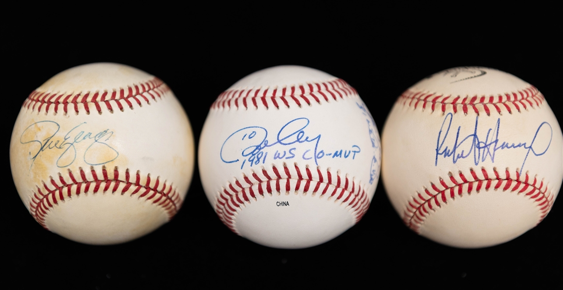 Lot of (7) LA Dodgers Signed Baseballs w. Garvey and Cey, Yeager, Lopes, Baker (+JSA Auction Letter)