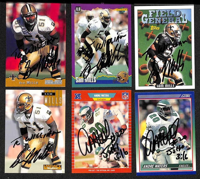 Lot of (475+) Signed Football Cards inc. (3) Roman Gabriel, (2) Chris Carter, Terrell Davis, (4) Sam Mills, (4) Andre Waters, + (JSA Auction Letter)