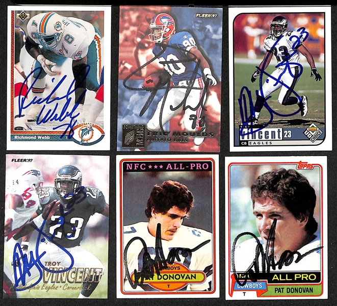 Lot of (475+) Signed Football Cards inc. (3) Roman Gabriel, (2) Chris Carter, Terrell Davis, (4) Sam Mills, (4) Andre Waters, + (JSA Auction Letter)