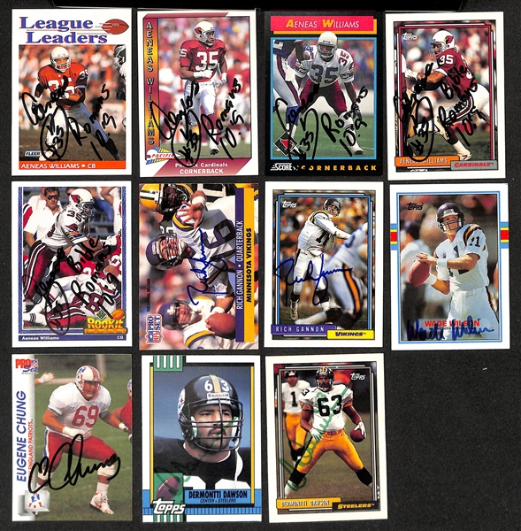 Lot of (475+) Signed Football Cards inc. (3) Roman Gabriel, (2) Chris Carter, Terrell Davis, (4) Sam Mills, (4) Andre Waters, + (JSA Auction Letter)