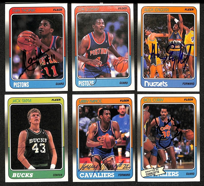 Lot of (50+) Signed 1988-89 Fleer Basketball Cards inc. Isiah Thomas, Clyde Drexler, Joe Dumars, Alex English + (JSA Auction Letter)