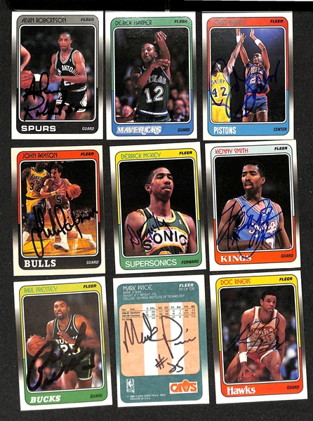 Lot of (50+) Signed 1988-89 Fleer Basketball Cards inc. Isiah Thomas, Clyde Drexler, Joe Dumars, Alex English + (JSA Auction Letter)