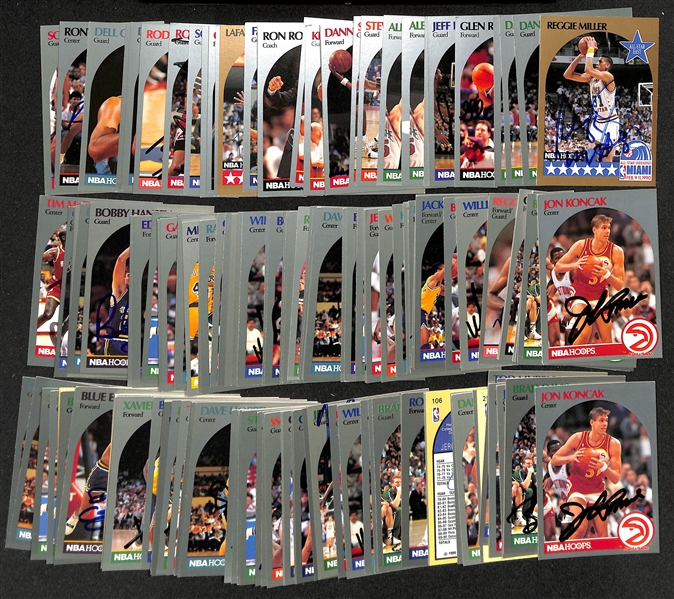 Lot of (100+) Signed 1990-91 NBA Hoops Cards inc. Reggie Miller, (3) Dana Barros, Glen Rice, + (JSA Auction Letter)