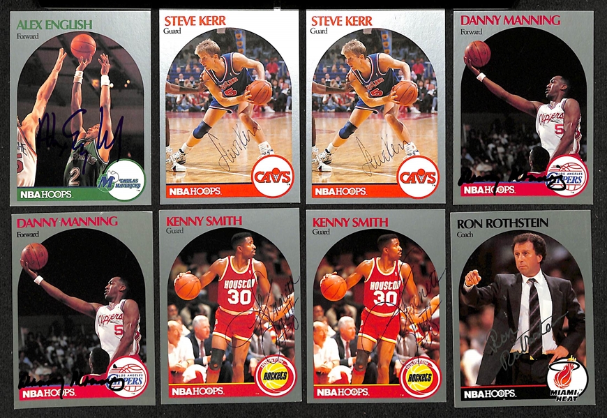 Lot of (100+) Signed 1990-91 NBA Hoops Cards inc. Reggie Miller, (3) Dana Barros, Glen Rice, + (JSA Auction Letter)