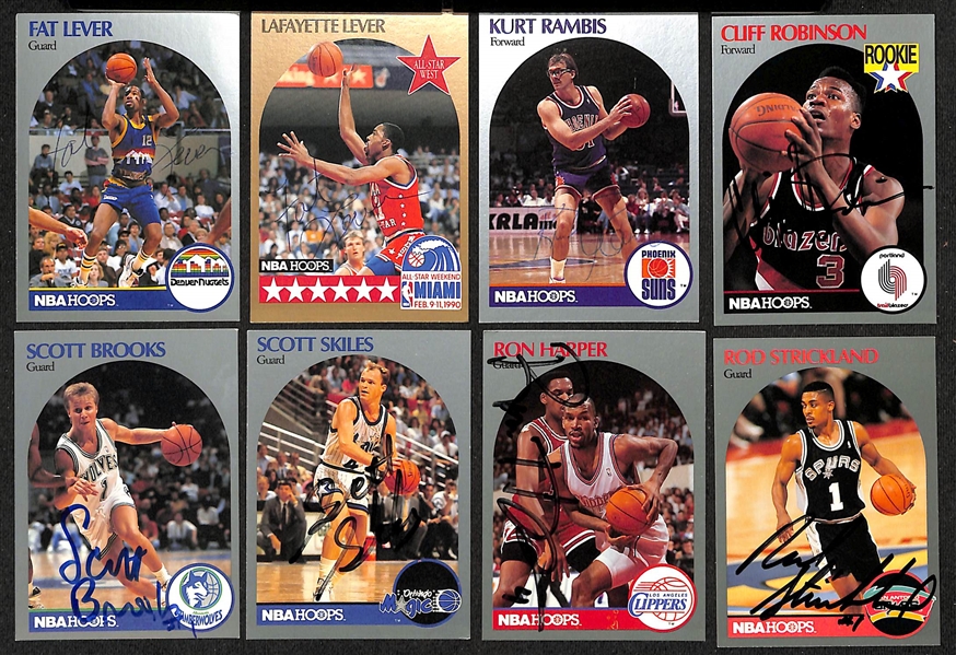 Lot of (100+) Signed 1990-91 NBA Hoops Cards inc. Reggie Miller, (3) Dana Barros, Glen Rice, + (JSA Auction Letter)