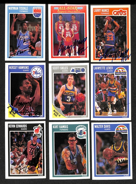 Lot of (50+) Signed 1989-90 + 1990-91 Fleer Basketball Cards inc. Mitch Richmond, Steve Kerr, (2) Manute Bol, + (JSA Auction Letter)