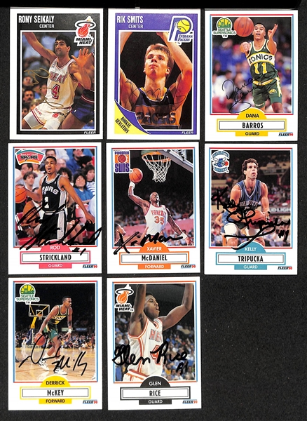 Lot of (50+) Signed 1989-90 + 1990-91 Fleer Basketball Cards inc. Mitch Richmond, Steve Kerr, (2) Manute Bol, + (JSA Auction Letter)