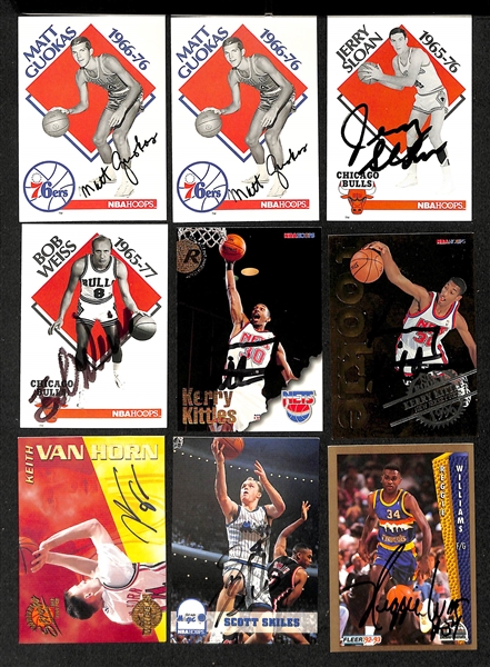 Lot of (70+) Signed Basketball Cards inc. (2) Jerry West, (2) Drazen Petrovic, Wes Unseld, (2) Alex English, (2) Lenny Wilkens, + (JSA Auction Letter)