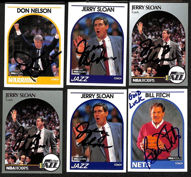 Lot of (30+) Signed NBA Hoops Basketball Coach Cards inc. (3) Willis Reed,(4) Don Nelson, (4) Jerry Sloan, + (JSA Auction Letter) 