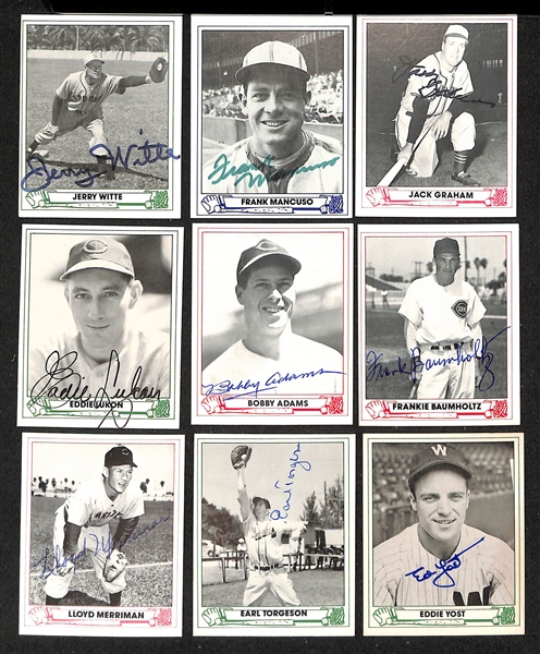 Lot of (30+) Signed 1980s TCMA 1940s Playball Cards inc. Stan Musial, Rick Ferrell, Dick Sisler, (3) Tommy Holmes, Ewell Blackwell, + (JSA Auction Letter)