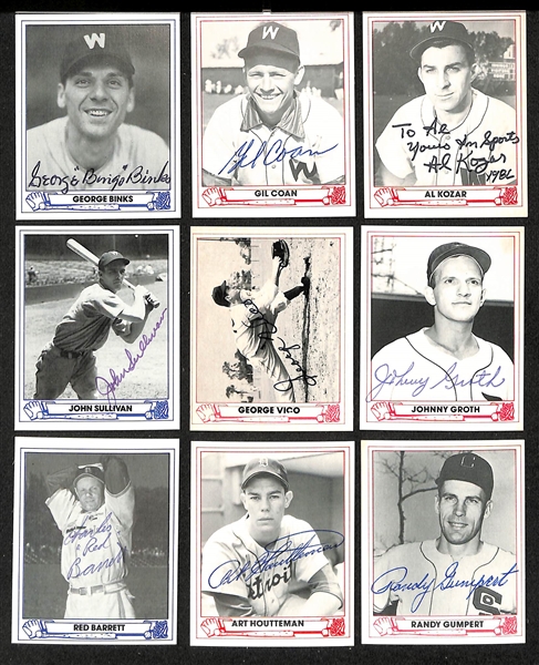 Lot of (30+) Signed 1980s TCMA 1940s Playball Cards inc. Stan Musial, Rick Ferrell, Dick Sisler, (3) Tommy Holmes, Ewell Blackwell, + (JSA Auction Letter)