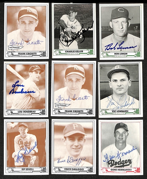 Lot of (40+) Signed 1980s TCMA 1940s Playball Cards inc. Frank Crosetti, Charlie Keller, Bob Lemon, Lou Boudreau, Frank Crosetti, + (JSA Auction Letter)