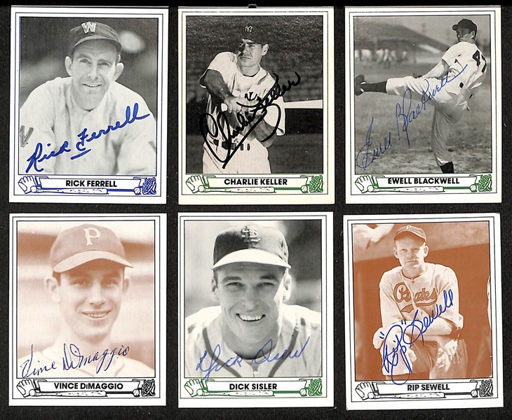 Lot of (40+) Signed 1980s TCMA 1940s Playball Cards inc. Rick Ferrell, Charlie Keller, Ewell Blackwell, Vince DiMaggio, + (JSA Auction Letter)