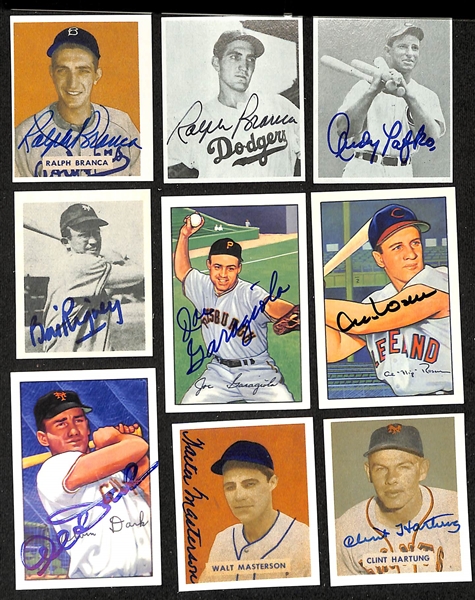 Lot of (40+) Signed 1940s & 1950s Bowman Reprint Cards inc. (2) Ralph Branca, Andy Pafko, Bill Rigney, Joe Garagiola, + (JSA Auction Letter) 