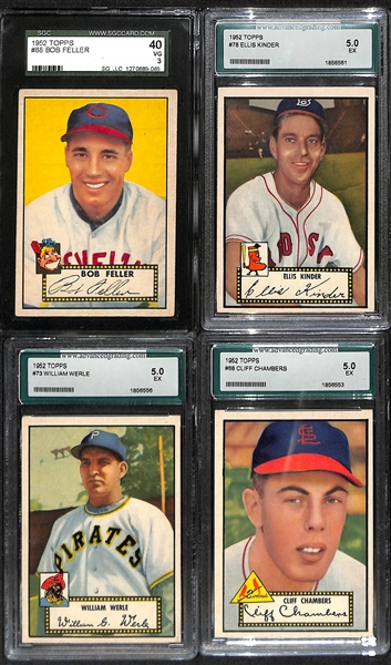 Lot of (8) 1952 Topps Graded Baseball Cards w. Bob Feller SGC 3