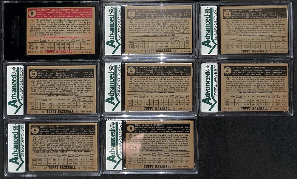 Lot of (8) 1952 Topps Graded Baseball Cards w. Bob Feller SGC 3