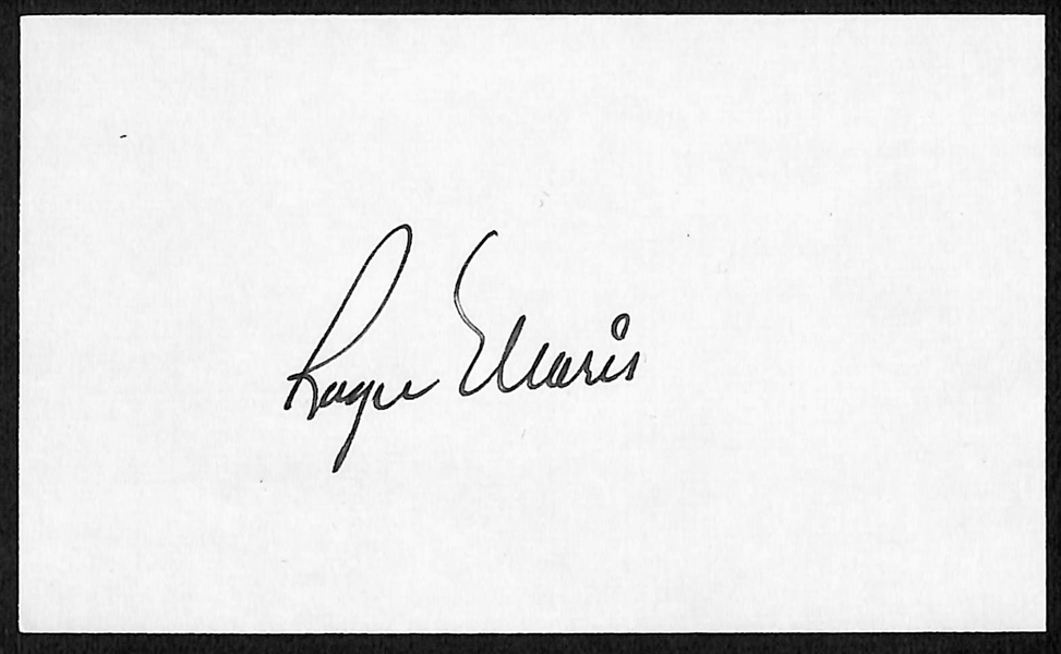 Roger Maris Signed Index Card (JSA Auction Letter)