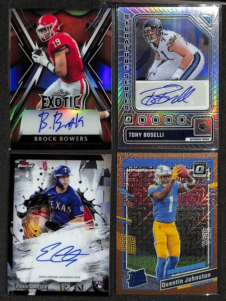 Lot of (30+) Signed and Unsigned Baseball and Football Cards - Some #ed - w. Brock Bowers (#/4), Tony Boselli, Evan Carter