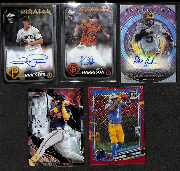 Lot of (30+) Signed and Unsigned Baseball and Football Cards - Some #ed - w. Brock Bowers (#/4), Tony Boselli, Evan Carter