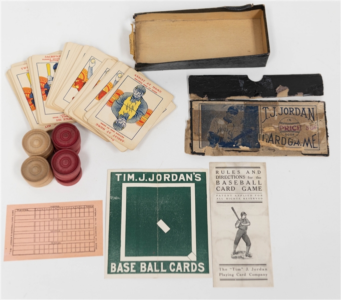 SCARCE Circa 1910-1912 T.J. Jordan In the Door Baseball Card Game with Original Box, Playing Pieces, & Instructions - Complete